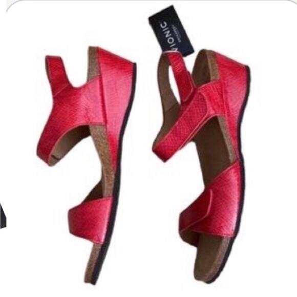 VIONIC 11 Sandals 11 Retro Wedges low heel Comfort Adjustable Patent Leather - Picture 10 of 10